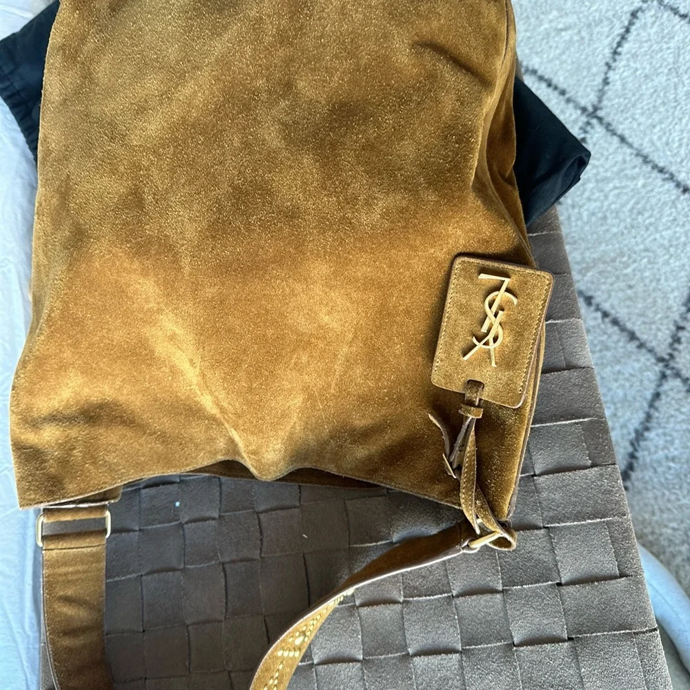 Saint Laurent Suede Studed Hobo Bag